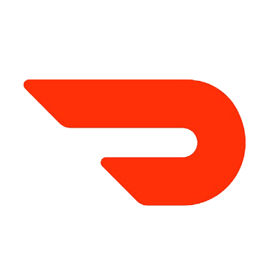A bold, red, stylized D logo with a curved right end and a pointed left end, set against a white background.