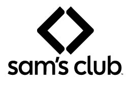 Black Sam’s Club logo with two diamond shapes forming a square above the text “sam’s club” in lowercase letters, all on a white background.