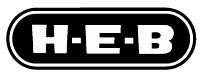 Black and white H-E-B logo featuring bold white letters H-E-B inside a black oval with a white border.