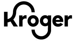 Kroger logo with bold black letters and a stylized “K” and “g” featuring extended curved lines that loop underneath the word.
