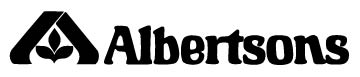 The image shows the Albertsons logo, featuring a stylized A with a leaf design inside, followed by the word Albertsons in bold, black letters.